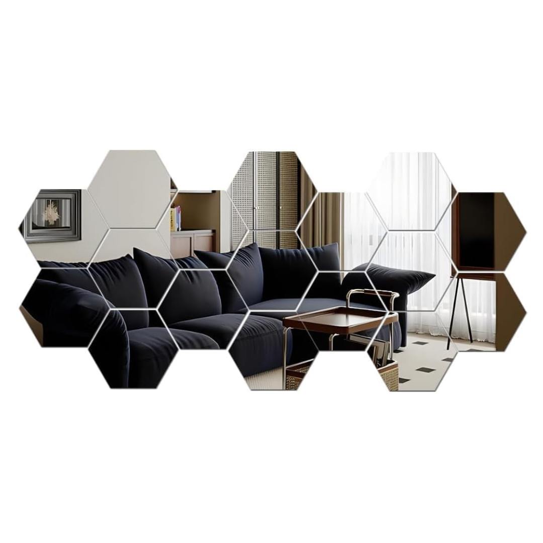 Silver Hexagon Self-Adhesive Mirror