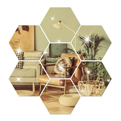Golden Hexagon Self-Adhesive Mirror