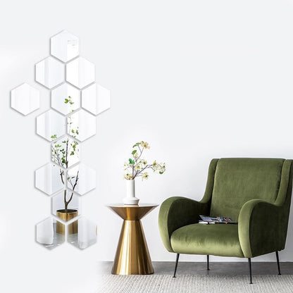 Silver Hexagon Self-Adhesive Mirror